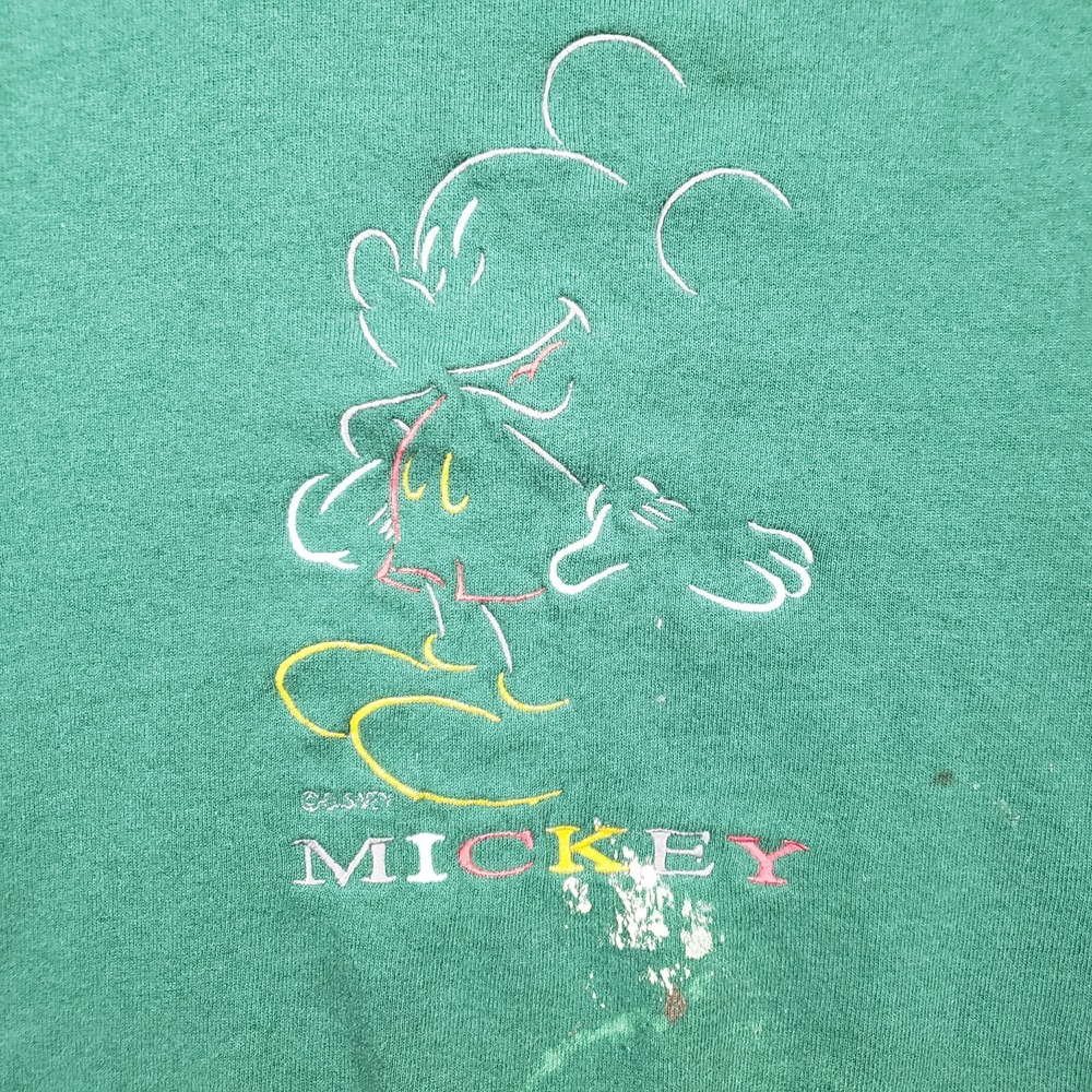 Vintage 90s MICKEY MOUSE Sweatshirt Mens Medium Green Disney Genus Made in USA - Picture 3 of 16